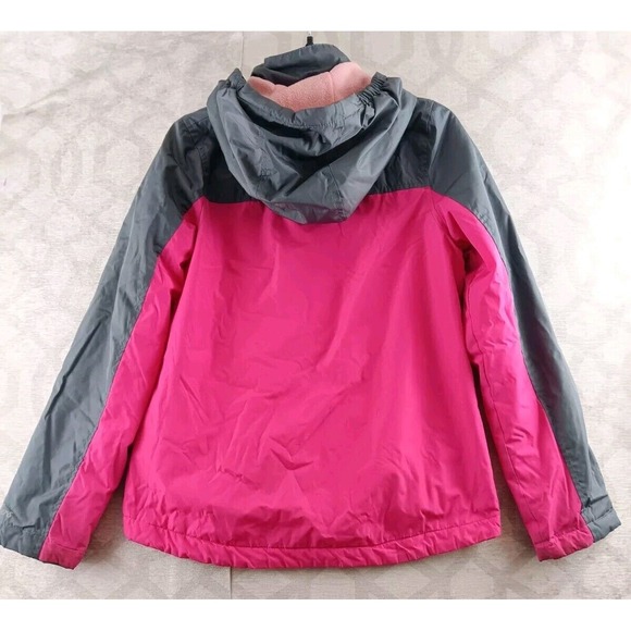 Skechers Fleece Lined Winter Jacket Girls Large 14-16 Pink Full Zip Hooded - Picture 2 of 10